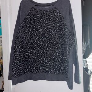 JMS Gray Animal Print Top
